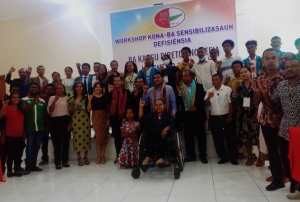 Raez Hadomi Timor-Oan (RHTO) kinta ne'e (23/03), realiza workshop konaba asuntu defisiénsia nian ba kargu Xefia no Diretór sira husi Sekretaria Tekniku Administrasaun Estatal no Komisaun Nasional Eleitoral sira atu iha kuiñesimentu klean hodi atendementu ba ema ho defisiénsia iha eleisaun Parlamentar 2023. Foto:INDEPENDENTE/Ivonia.