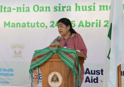 Ministra Saude, Odete Maria Freitas Belo. Foto:Media Gabineti Palacio da Cinzas.