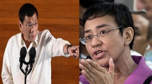  Presidente Filipina Durtete ho  Xefe Redasaun Media Online Rappler iha Filipina, Maria Ressa. FOTO:  Kompas.com