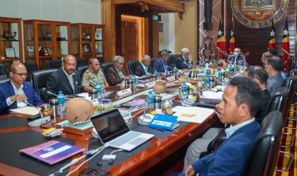 Reuniaun Konsellu Superior Defeza no Seguransa ne'ebe prezide husi Prezidente Republika José Ramos Horta, iha Palasiu Prezidensial Aitarak Laran, Dili, Segunda ne'e (07/04/25). Foto:Media GPM.