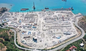 Konstrusaun Portu Baía Tibar atinji 50%. Foto:Gab,MF.