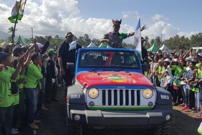 Militantes no simpatizante CNRT simu nia Presidente Xananja Gusmao iha kampanha loron dahuluk iha Covalima 