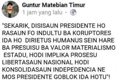 Id Facebook Deputadu husi PLP Sabino Soares “Guntur” 