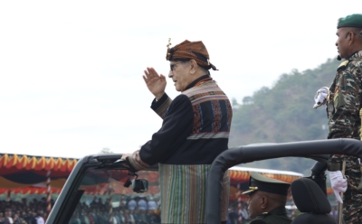 Presidente Republika Jose Ramos Horta halo pasa revista iha Selebrasaun Loron Independensia Timor-Leste ba dala-24, iha Tasitolu. Foto INDEPENDENTE