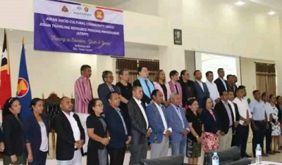 Dirijente Ministériu Edukasaun na’in-87 Tuir Formasaun ASEAN Socio-Cultural Community (ASCC) nian, iha Salaun MSSI, Kaikoli, Dili, Segunda (04/03). Foto:INDEPENDENTE/Ivonia.