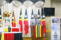 Ministru Prezidensia Konsellu Ministru, Fidelis Leite Magalhães, hato&#039;o diskursu iha salaun VIP Aeroportu Internasional Nikolau Lobato, Komoro, Dili, kuarta (15/12).