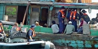 An illegal fishing boat brought into Darwin, harbor. Photo: Glenn Campbell