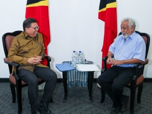 Primeiru-Ministru, Kay Rala Xanana Gusmão hala’o ekontru ho Embaixadór Repúblika Indonézia ba Timor-Leste, Okto Dorinus Manik hodi atualiza reuniaun nivel altu Konferensi Tingkat Tinggi (KTT) Association of Southeast Asian Nation (ASEAN). Foto:Media GPM.