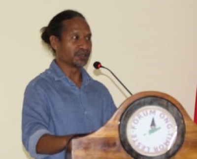 Diretór Ezekutivu Forum Organizasaun Naun Governamentál Timor Leste (FONGTIL), Valentin da Silva Pinto. Foto:Media FONGTIL.