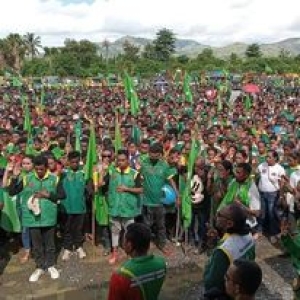 Partidu Kmanek Haburas Unidade Nasionál Timor-oan, iha Manatutu. Foto:Media KHUNTO.