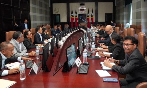 Reuniaun Konsellu Ministru, ne'ebé lidera husi Vise Primeiru Ministru, Ministru Kooedenadór Asuntu Sosial no Ministru Dezenvolvimentu Rural, Habitasaun Komunitaria, Mariano Asanami Sabino, iha kuarta ne’e (06/09), iha Palasiu Governu. Foto:Media Gabinetre SEI.