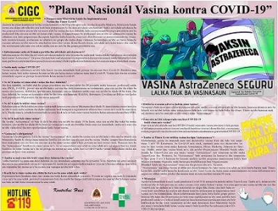 Vasina AstraZeneca prevensaun ba Covid-19. Poster MAPKOMS