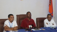 Ekipa Autoridade Protesaun Sivil hala'o Konferensia imprensa hodi relata ba publiku kona situasaun dezastre naturais  ne'ebe akontese foin lalais ne'e (24/01). Foto:Ivonia/INDEPENDENTE.