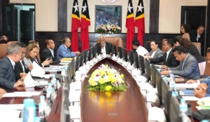 Reuniaun Konsellu Ministru, ne&#039;ebe diriji husi Primeiru Ministru, Kay Rala Xanana Gusmao, iha Palasiu Governu. Foto:Dok.