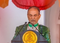 Prezidente Republika José Horta hato'o diskursu iha ambitu komemorasaun loron proklamasaun unilateral ba dala-50 ne'ebe realiza iha Palasiu Governu, Dili, Sesta (28/11/25).  Foto: Media PR.