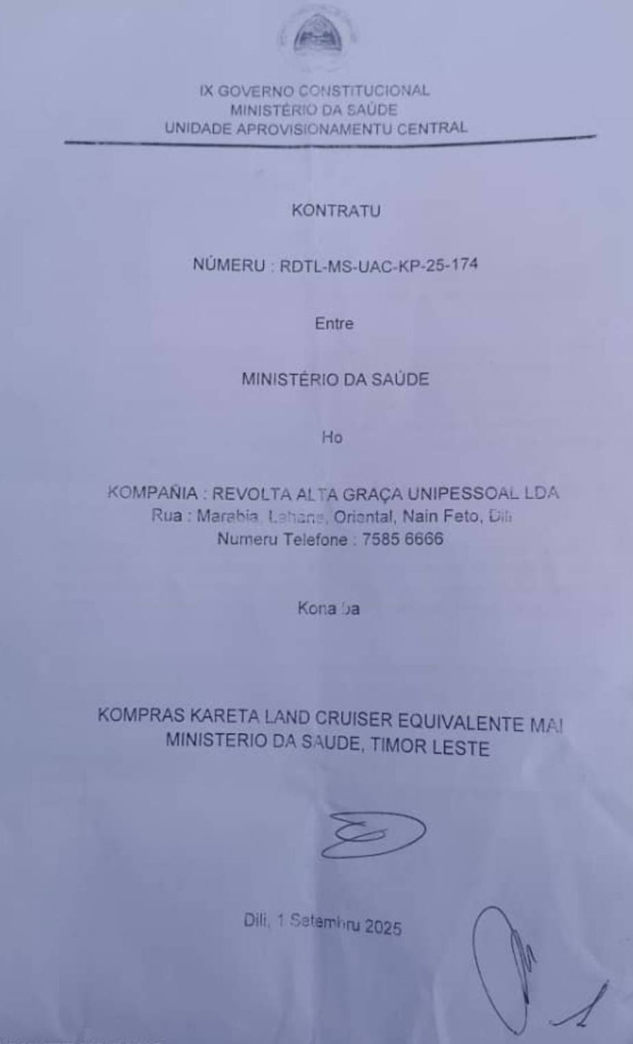 Kompaña Revolta: Novembru, Land Cruiser GR Sport ba MS sei to’o Dili