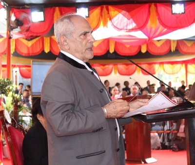 Prezidente Repúblika José Ramos Horta hato&#039;o diskursu iha sermonia posse ba membru IX Governu Konstituisional, iha Palasiu Prezidensial, Aitarak Laran, sabado (01/07). Foto:INDEPENDENTE.